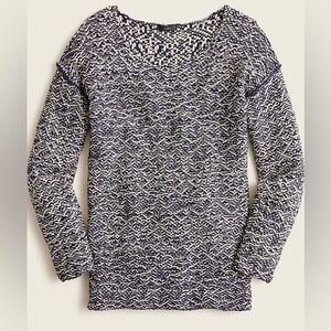 J. Crew wide neck size small navy blue nautical oversized thick knit sweater